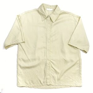 SABLYN Boxy Light Yellow Short Sleeve Collared Button Up Shirt Women Size Medium